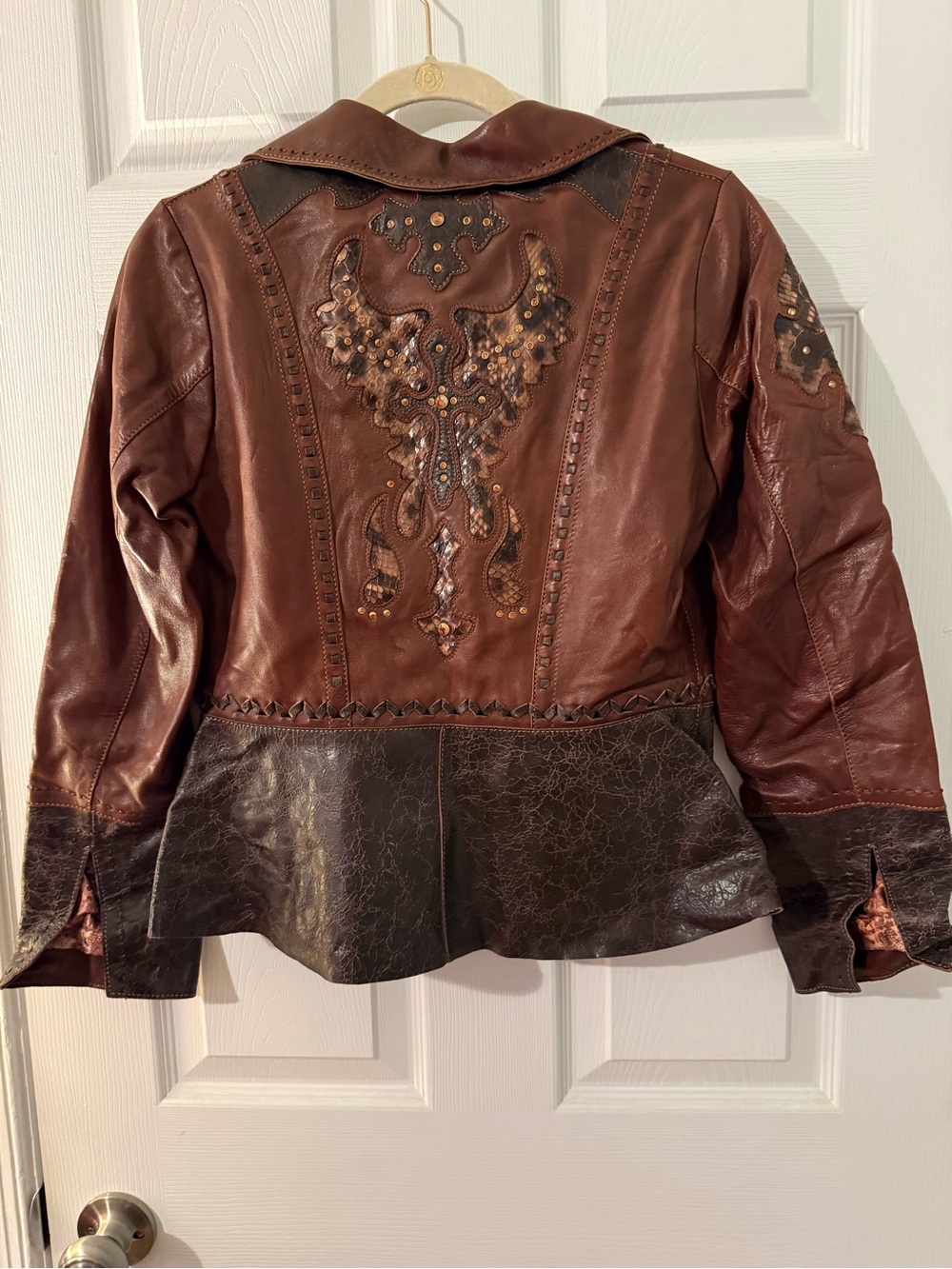Vintage Corral Lamb Skin Jacket w/Python Skin Inlays Size Small